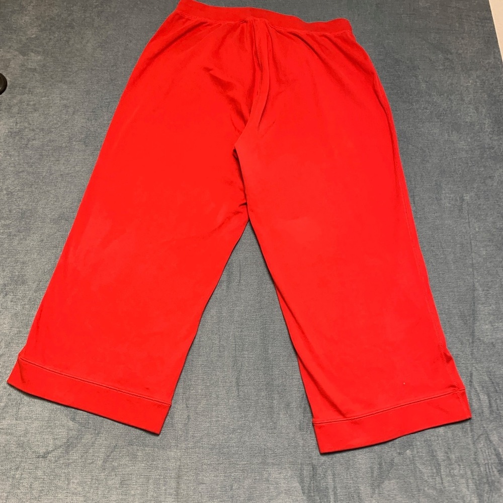 Tommy Hilfiger Capri Pants Womens 2X Red Wide-Leg Drawstring Waist Ribbed Casual